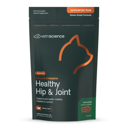 VetriScience Ultimate Strength ((Healthy Hip & Joint)) for Cats 關節寶加強版 貓用 (魚味) 咀嚼粒30片 (新包裝) (EXP: 7月/2027)